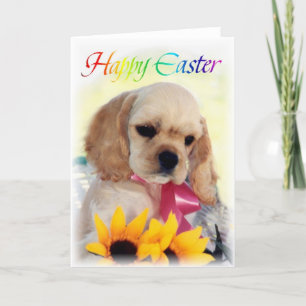 Festiva Tarjeta de pascua del perrito de cocker spaniel