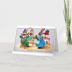 Festiva Tarjeta de pascua del vintage: El conejito compra