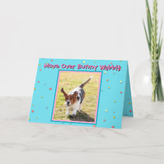 Festiva Tarjeta de Pascua divertida con Basset Hound