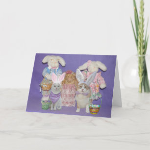 Festiva Tarjeta de pascua divertida de los conejitos del