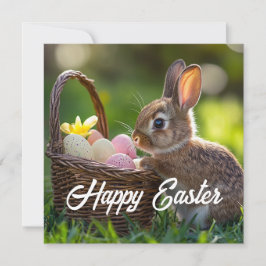 Festiva Tarjeta de Pascua Feliz – Conejo Adorable