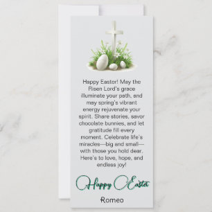 Festiva Tarjeta de Pascua Feliz de la Cruz de Huevo Blanco