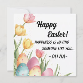 Festiva Tarjeta de Pascua Feliz, Flores de Primavera Felic