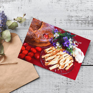 Festiva Tarjeta de Pascua Griega Comida de Pascua