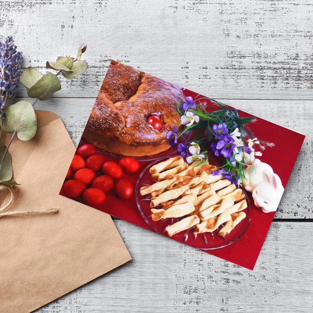 Festiva Tarjeta de Pascua Griega Comida de Pascua (Subido por el creador)