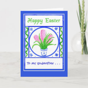 Festiva Tarjeta de Pascua, Hyacinths rosados para el Perso