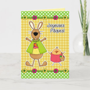 Festiva Tarjeta de Pascua Joyeuses Pâques en francés