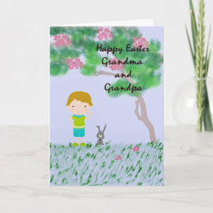 Festiva Tarjeta de Pascua para Abuela y Abuelo de Niño