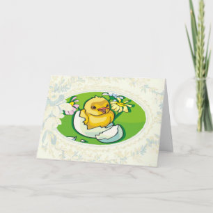 Festiva Tarjeta de Pascua para Chick recién nacida