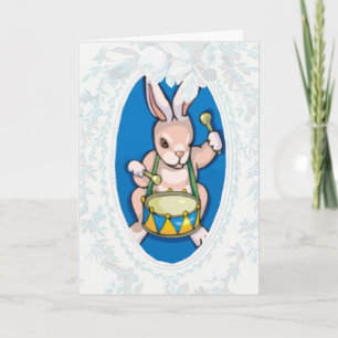 Festiva Tarjeta de Pascua para Conejito Drummer