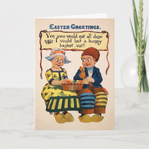 Festiva Tarjeta de Pascua para niños extraños vintage