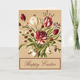 Festiva Tarjeta de Pascua personalizada con tulipanes vint