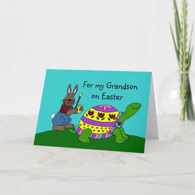 Festiva Tarjeta de pascua personalizada con una tortuga (Anverso)