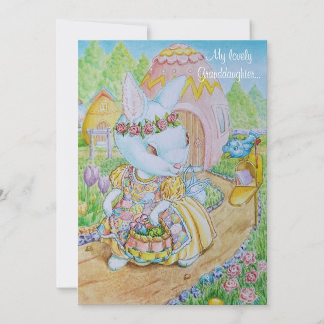 FESTIVA TARJETA DE PASCUA PERSONALIZADA PARA UNA NIETA (Anverso)