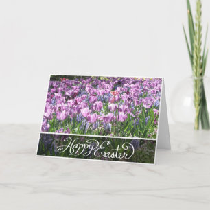 Festiva Tarjeta de Pascua Purple Tulips