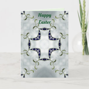 Festiva Tarjeta de Pascua verde y azul ~