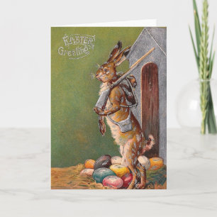 Festiva Tarjeta de Pascua Victoriana de la Antigüedad Bunn