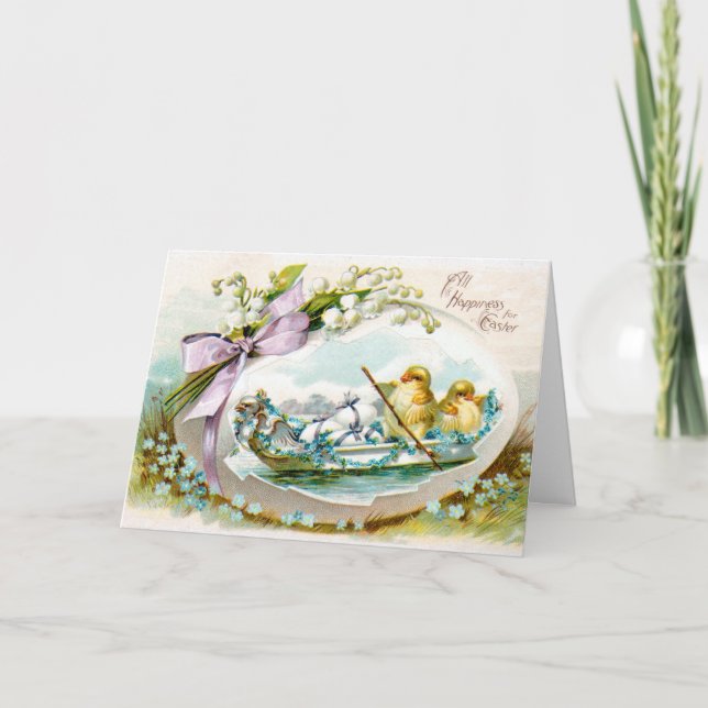 Festiva tarjeta de Pascua Vintage de 1909 (Anverso)