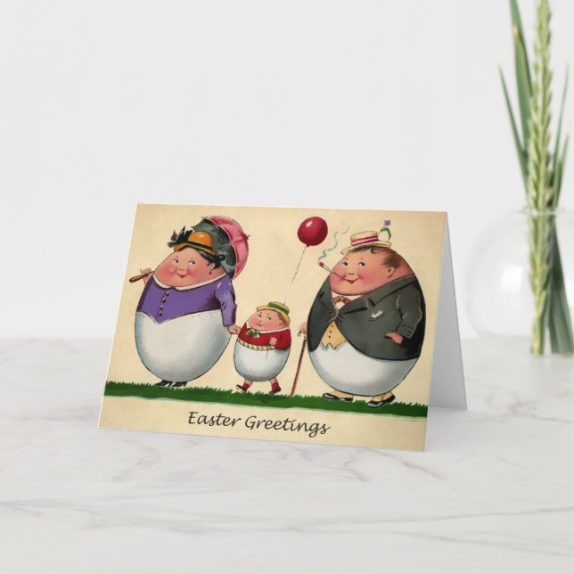 Festiva Tarjeta de Pascua Vintage Odd Egg Family (Anverso)