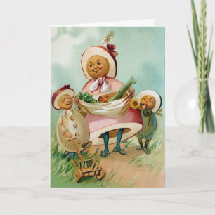 Festiva Tarjeta de Pascua Vintage Weird Egs People
