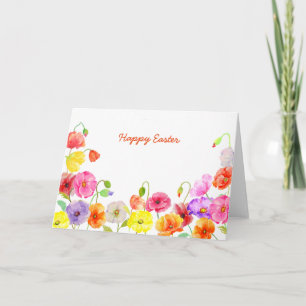 Festiva Tarjeta de Pascua Watercolorum Poppies