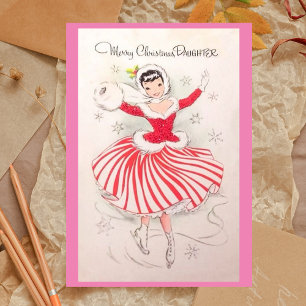 Festiva Tarjeta de patinaje de hielo navideño para hija