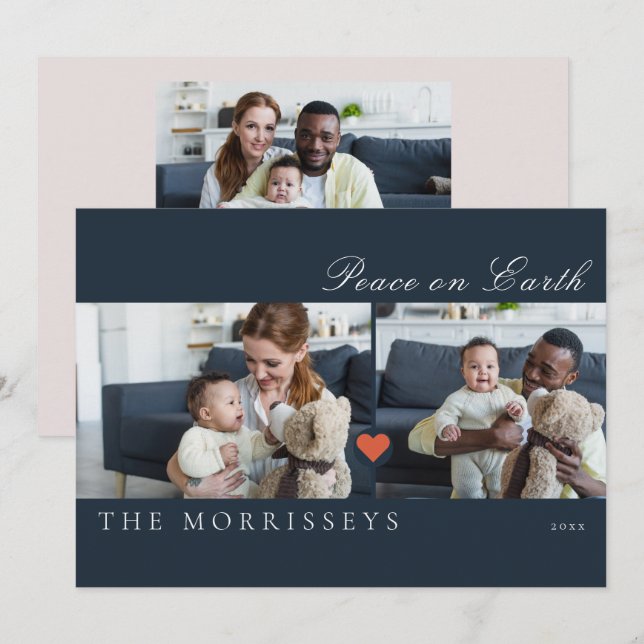 Festiva Tarjeta de Paz Moderna en la Tierra Escritura 3 Fo (Anverso / Reverso)