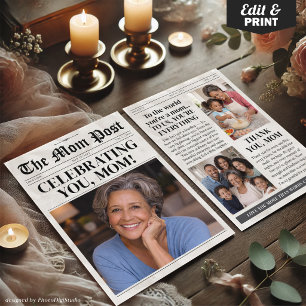 Festiva Tarjeta de periódico personalizada para el día de