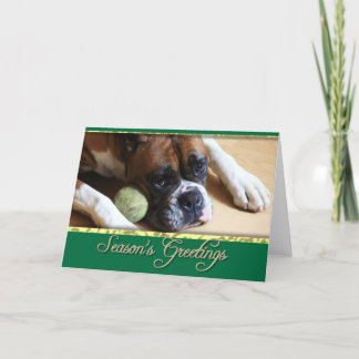 Festiva Tarjeta de perro Boxer de saludos de temporada