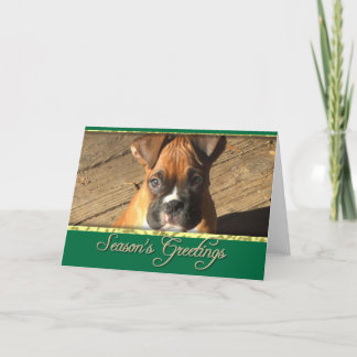 Festiva Tarjeta de perro Boxer de saludos de temporada