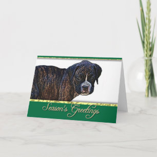 Festiva Tarjeta de perro Boxer de saludos de temporada