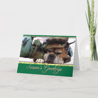 Festiva Tarjeta de perro Boxer militar de la temporada de