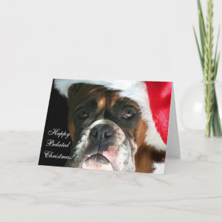 Festiva Tarjeta de perro Boxer para Navidades retrasados
