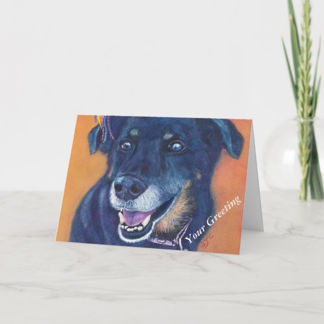 FESTIVA TARJETA DE PERRO NEGRO MIXTO (Anverso)
