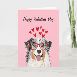 Festiva Tarjeta de perro San Valentín Merle Azul Pastor Au
