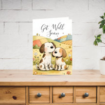 Tarjeta de perros lindos para desear una pronta re