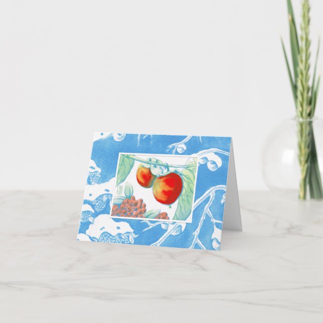 Festiva Tarjeta de Persimmon Season's Greetings de 4" x 5. (Anverso)