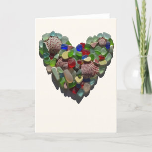 Festiva Tarjeta de personalizable cardíaco de vidrio marin