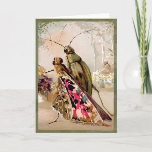 Festiva Tarjeta de Personalizable de escarabajo y mariposa