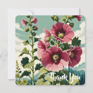 Festiva Tarjeta de Personalizable de flor Hollyhock