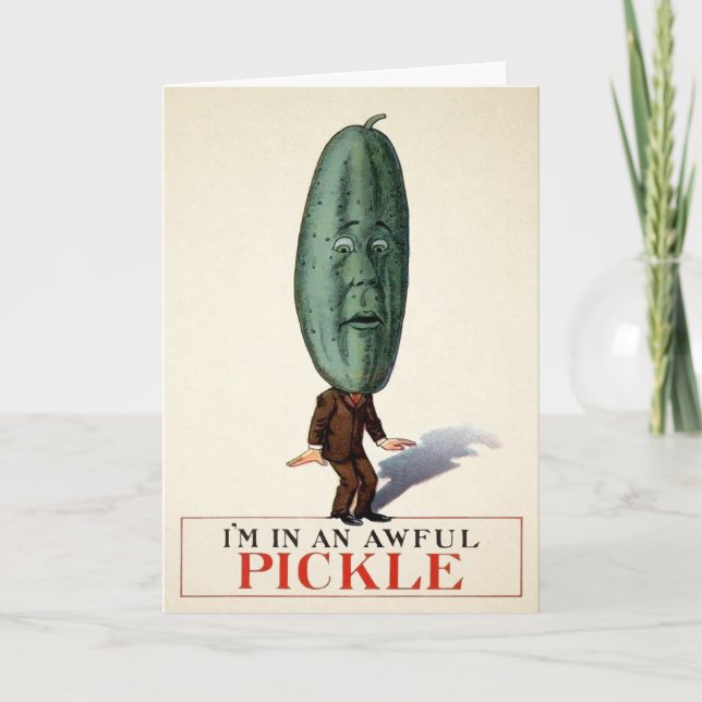 Festiva Tarjeta de Personalizable Vintage Pickle (Anverso)