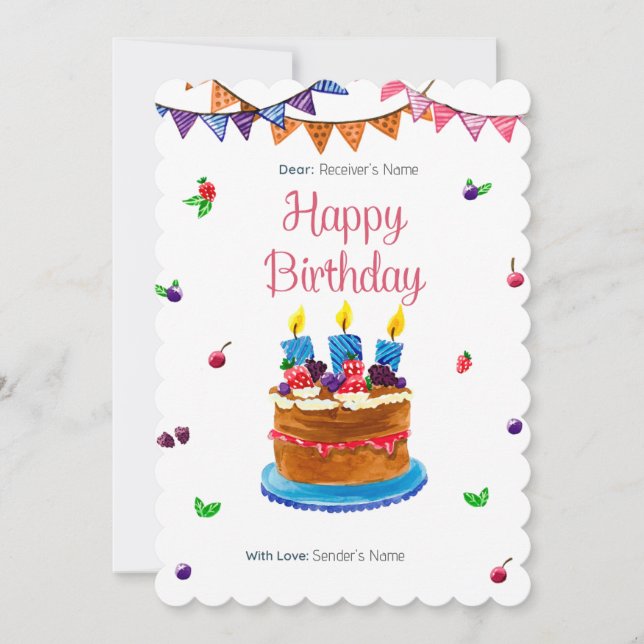 Festiva Tarjeta de Personalizado de cumpleaños feliz (Anverso)
