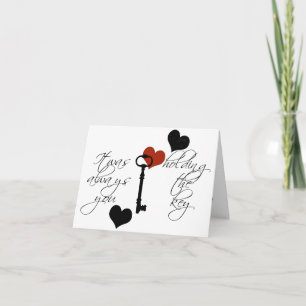 Festiva Tarjeta de Personalizado Key & Red Heart
