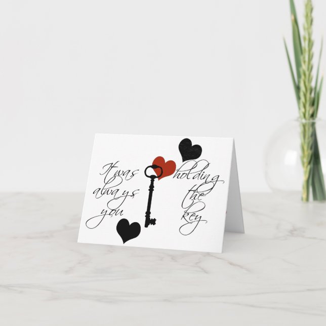 Festiva Tarjeta de Personalizado Key & Red Heart (Anverso)