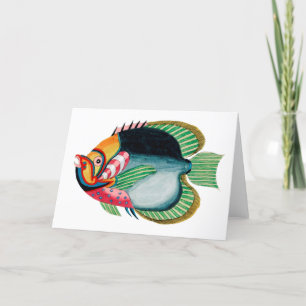 Festiva Tarjeta de pescado antiguo