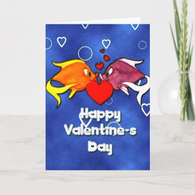 Festiva Tarjeta de pescado el día de San Valentín (Anverso)