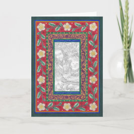 Festiva Tarjeta de Photoframe del acebo y del Hellebore