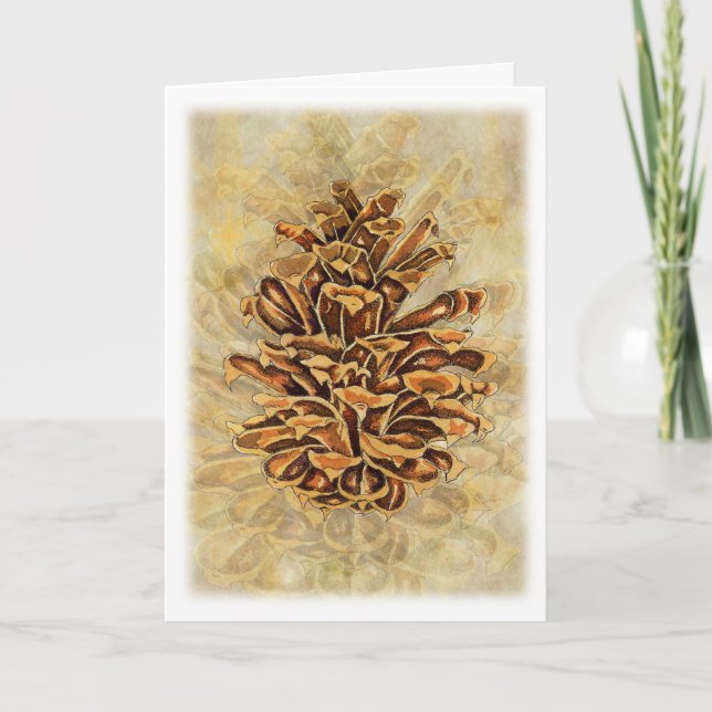 Festiva Tarjeta de Pinecone del día de fiesta (Anverso)