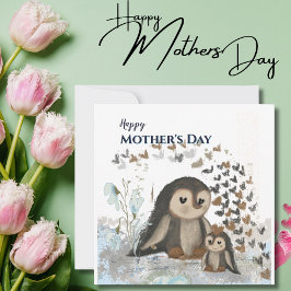 Festiva Tarjeta de pingüino del día de la madre feliz