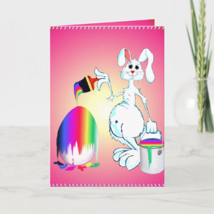 Festiva Tarjeta de pinturas para conejitos de Pascua